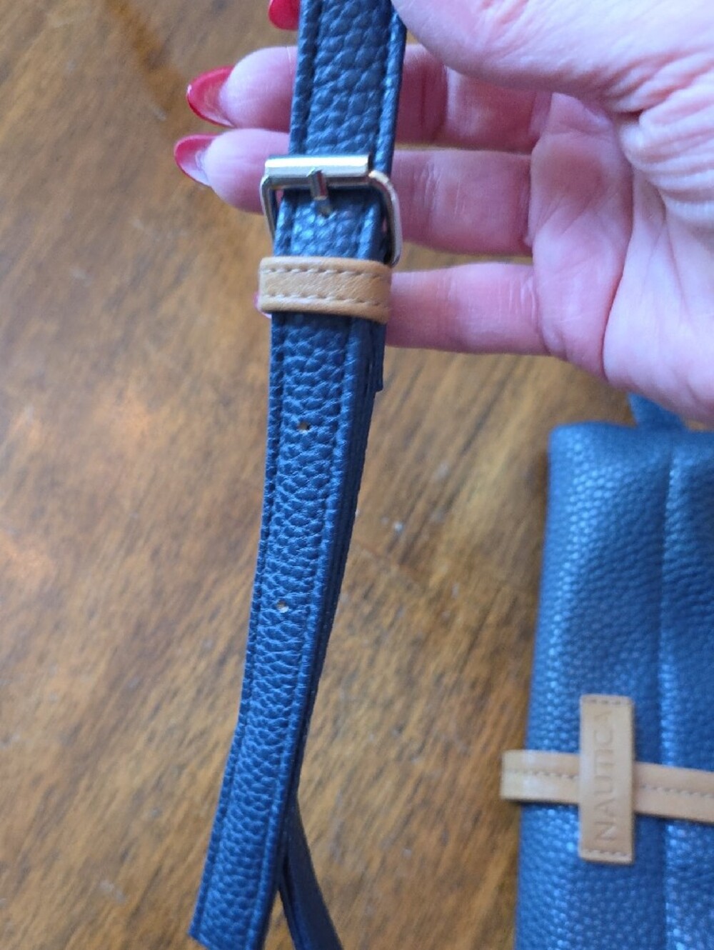 Nautica NWOT Navy, Brown & Tan Colorblock Cross Body Bag - Picture 7 of 10
